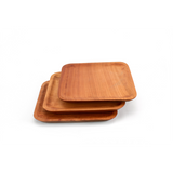 Pack 6 platos madera cuadrado asado L (26x26 cm)